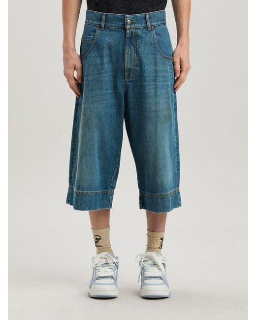 Palm Angels Blue G-Curved Shorts for men