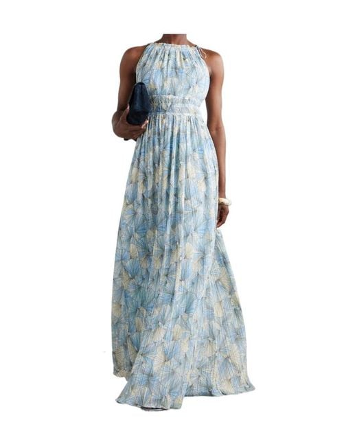 Veronica Beard Blue Yardley Printed Maxi Dress