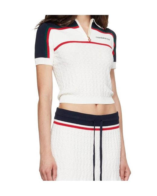 Casablanca Black Textured Zip Polo Top