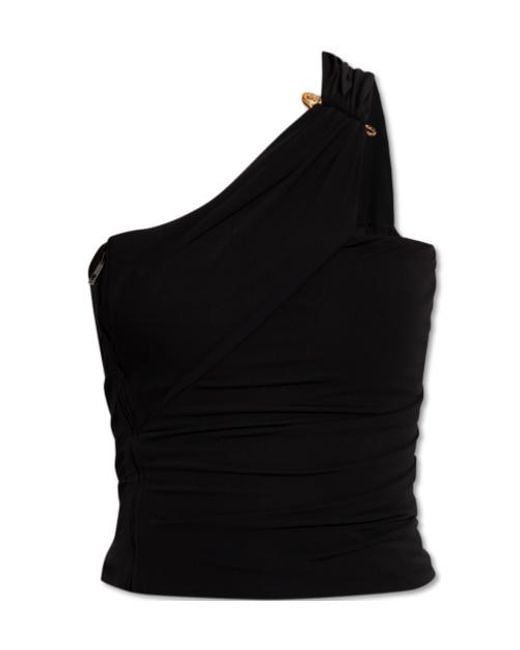 Versace Black Asymmetrical One-Shoulder Top