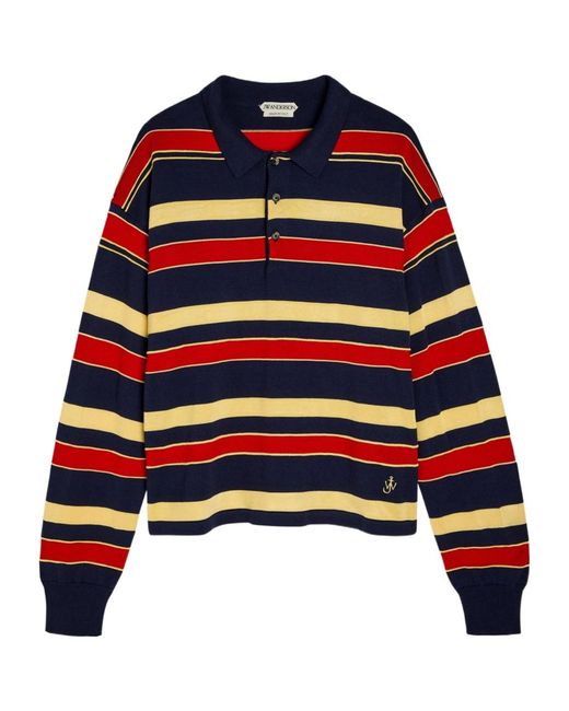 J.W. Anderson Blue Striped Knit Polo Shirt for men