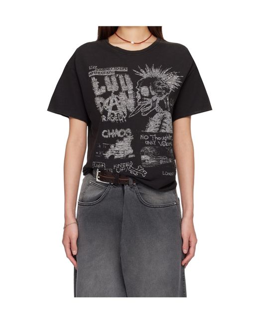 Lu'u Dan Black Thrash Crew Neck T-Shirt for men