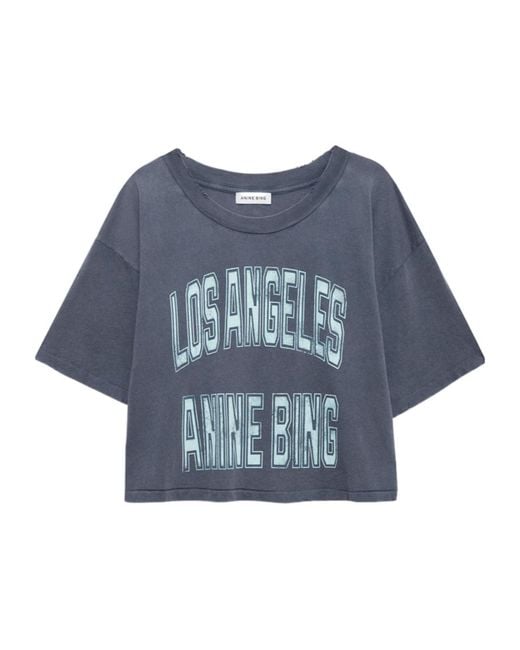 Anine Bing Blue Johnny Cropped T-Shirt
