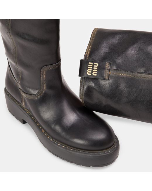 Miu Miu Black Suede Knee-High Boots
