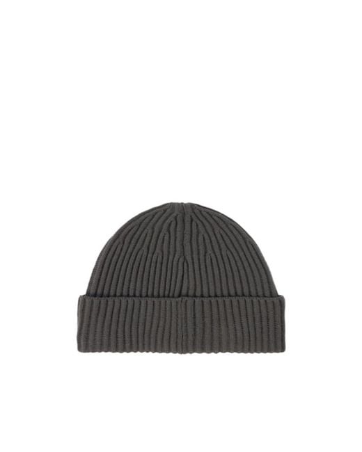 Stone Island Gray Compass-Patch Ribbed Beanie for men
