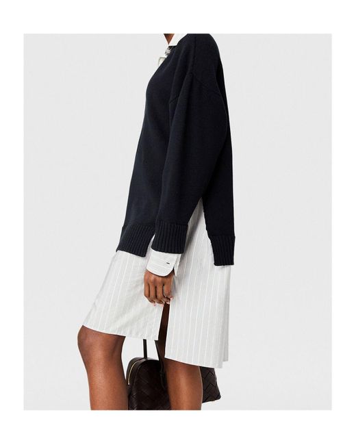 Stella McCartney Blue Crew-Neck Sweater Shirt Midi Dress