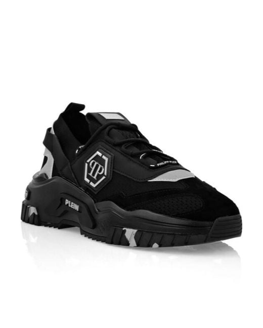 Philipp Plein Black Predator Low-Top Lace-Up Sneakers for men