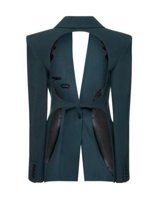 Mugler Blue Backless Suit Coat