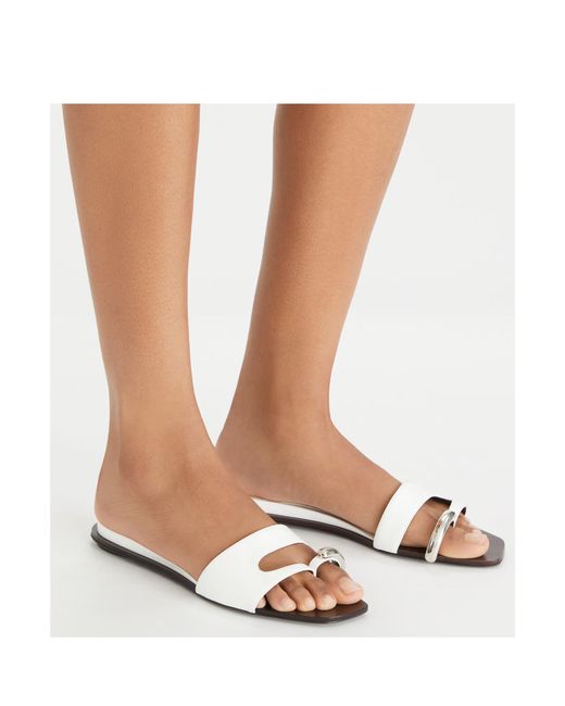 Tory Burch White Pierced Slides