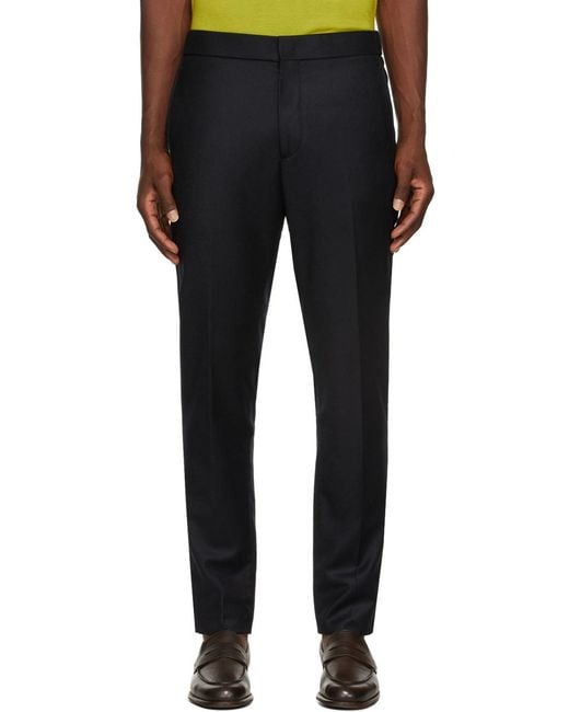 Loro Piana Black Logo Slim Casual Pants for men