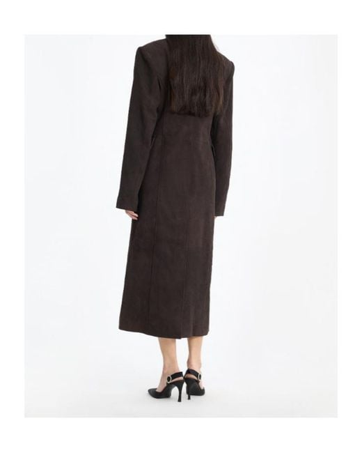 ROTATE BIRGER CHRISTENSEN Black Double-Breasted Long Coat