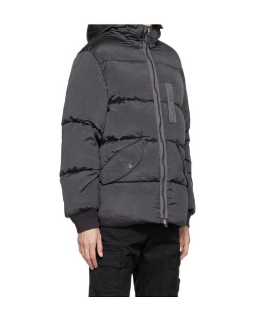 Stone Island Gray Compass Logo-Patch Padded Jacket for men