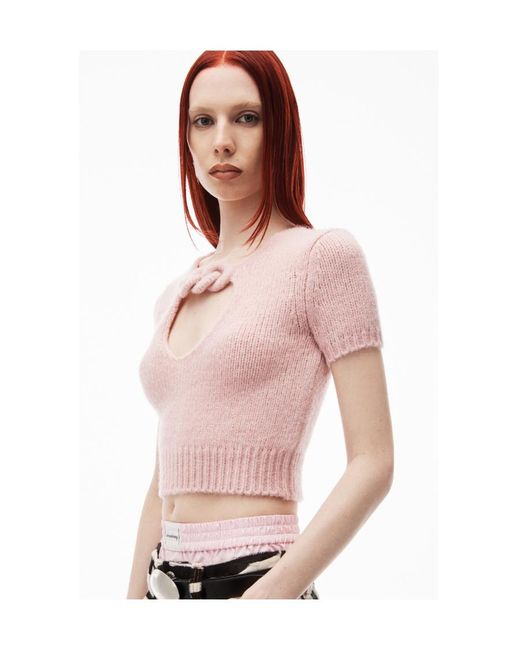 Alexander Wang Pink Short-Sleeved Knitted Pullover