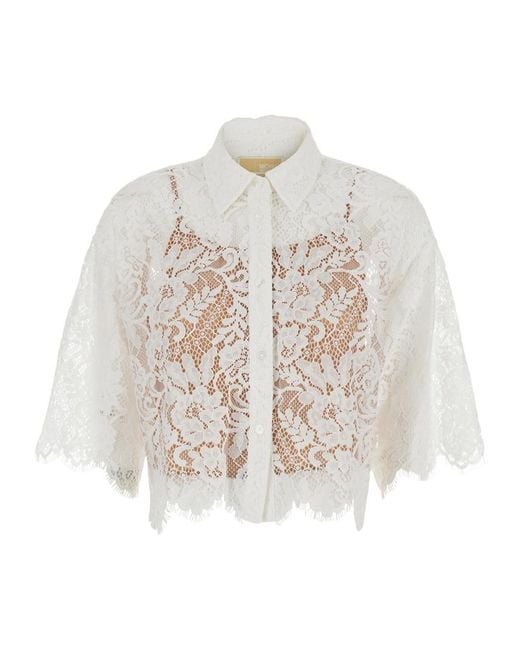 MICHAEL Michael Kors White Lace Button Shirt