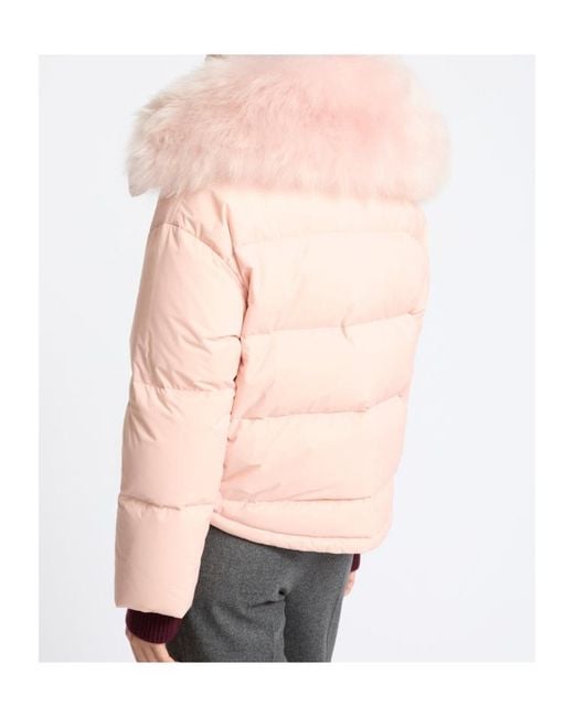 Yves Salomon Pink Shearling-Trim Down Jacket