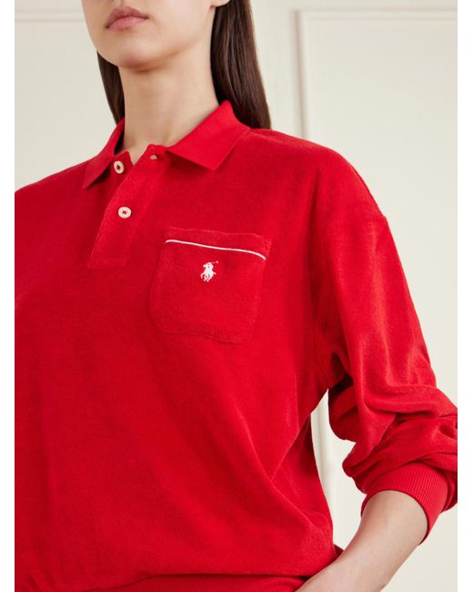 Polo Ralph Lauren Embroidered Cotton Blend Terry Cloth Polo Shirt