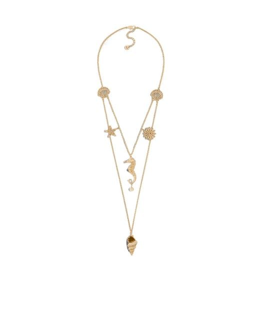 Dior White Christian Logo Embellished Necklace