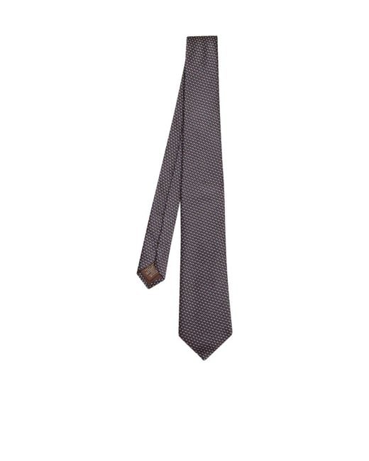 Canali White Geometric-Pattern Tie for men