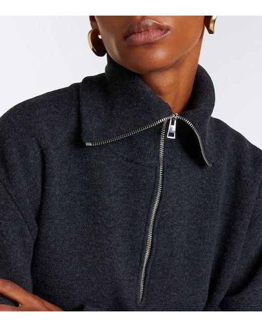 Rohe Blue Wool And Cashmere Half-Zip Sweater