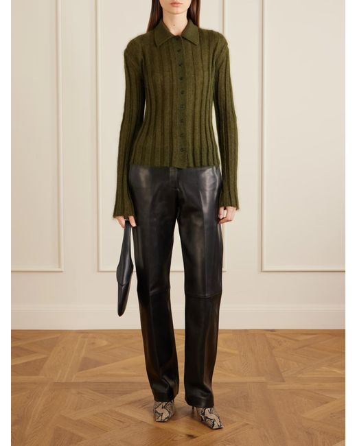 Khaite Green Meadow Ribbed Knit Cardigan