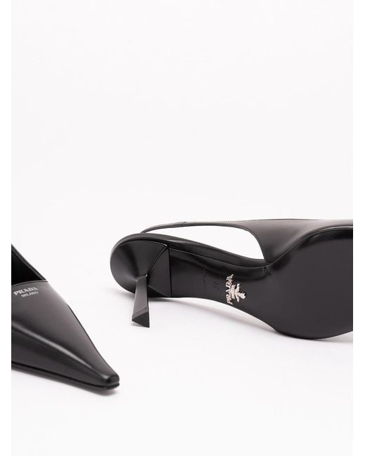 Prada Black Pointed-Toe Slingback Heeled Pumps