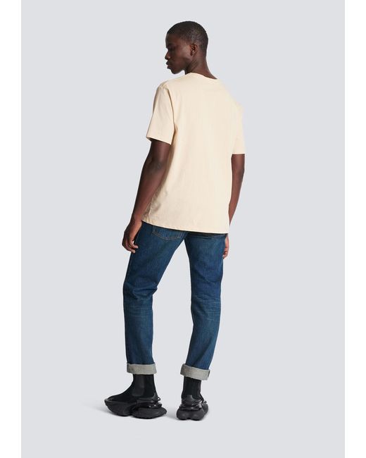 Balmain Natural T-Shirt With Paris Print for men