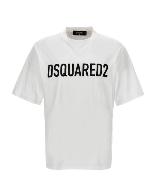 DSquared² White Logo-Printed Crewneck T-Shirt for men