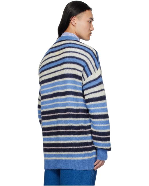 Marni Blue Striped Knit Cardigan for men