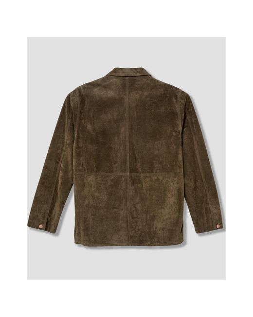 Drake's Green Long Sleeve Leather Jacket for men
