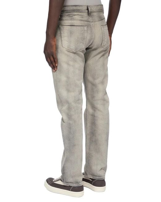 Rick Owens Gray Fog Cut Faded-Effect Jeans for men