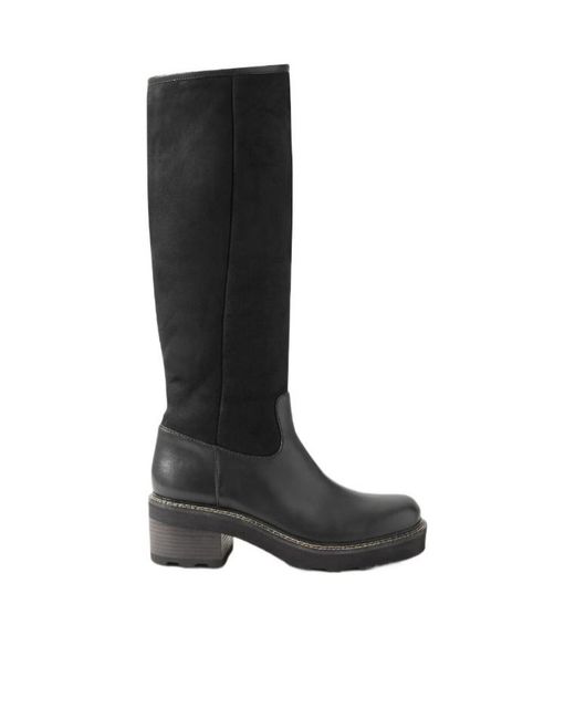 Gabriela Hearst Black Vylos Shearling-Lined Suede And Leather Knee Boots
