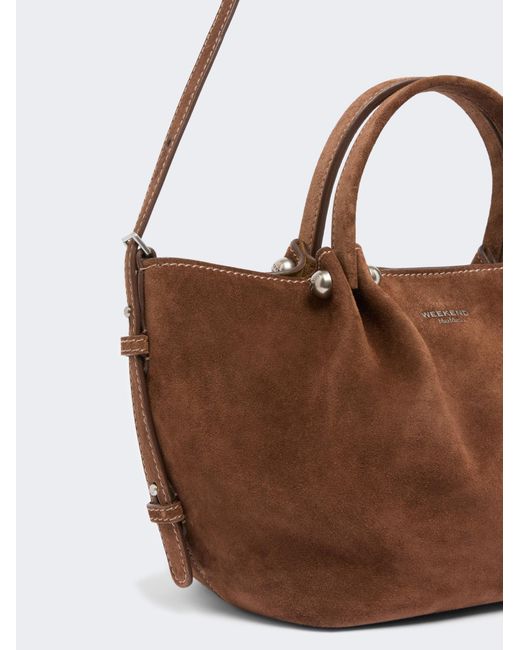 Weekend by Maxmara Brown Small Suede Tote Bag