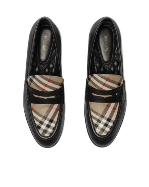 Burberry Black Check And Leather Opal Loafers