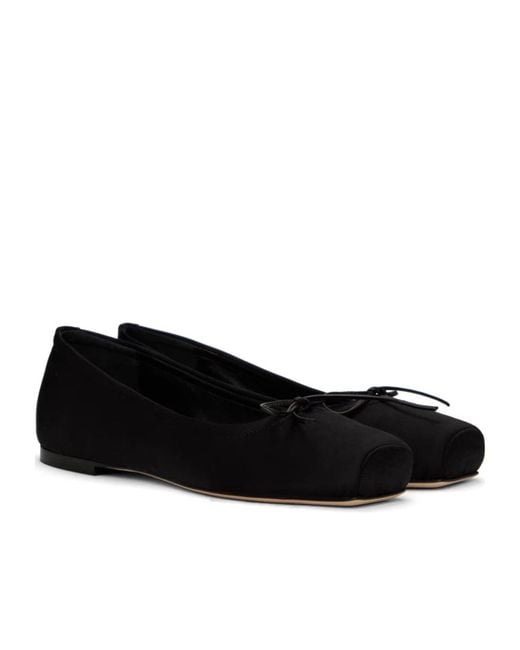 Aeyde Black Gabriella Satin Ballerina Shoes