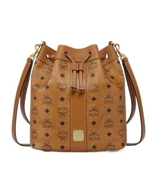 MCM Brown Dessau Monogram Bucket Bag