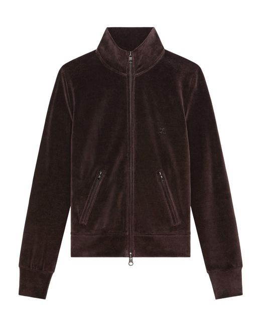 Courreges Black Velvet Zip-Up Track Jacket