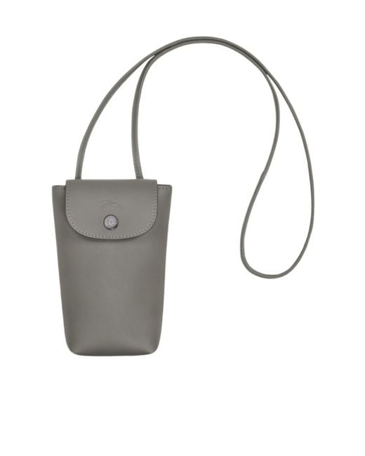 Longchamp Gray Le Pliage Leather Phone Case