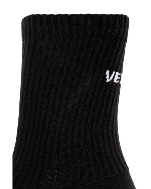 Vetements Black Logo Socks for men