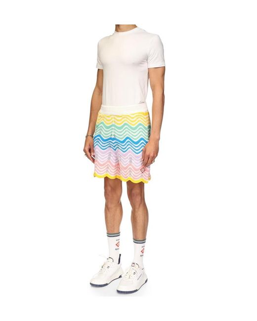 Casablanca Blue Gradient Wave Knit Shorts for men