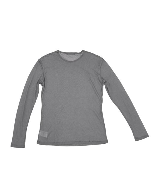 Lela Rose Gray Long-Sleeve Crew-Neck T-Shirt