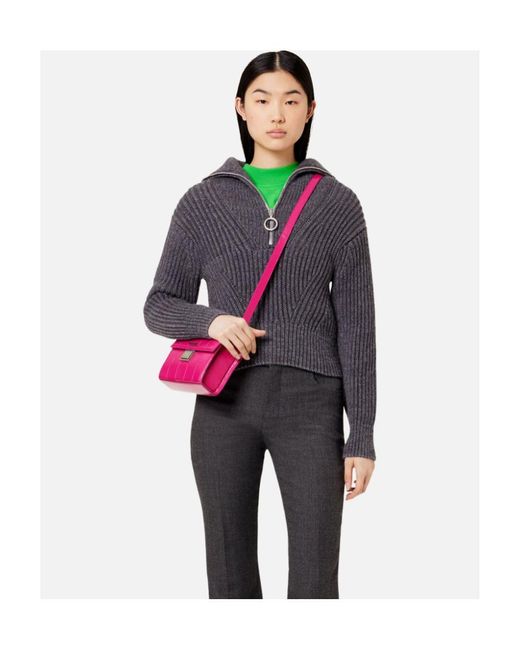 AMI Blue Ami Half-Zipped Knitted Sweater