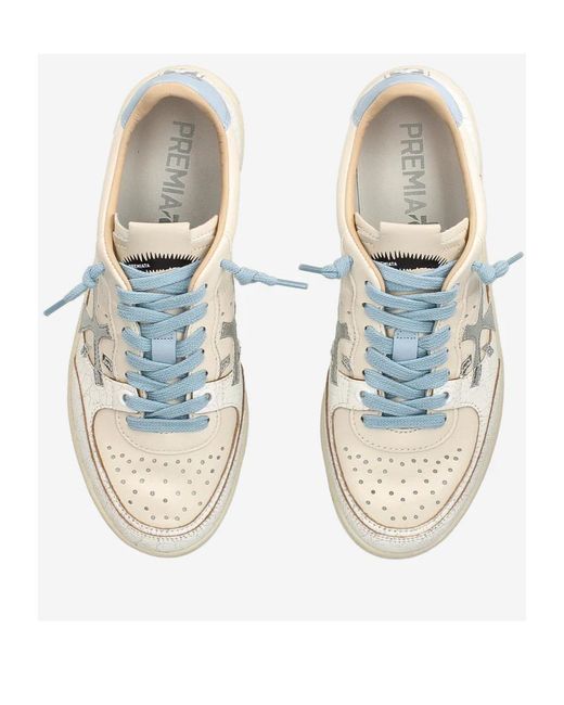 Premiata White Bsktclad Strapped Low-Top Casual Shoes