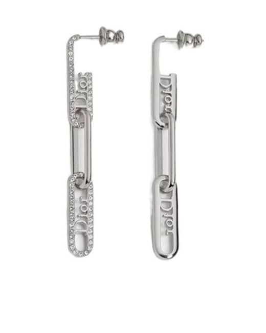 Dior White Link Earrings