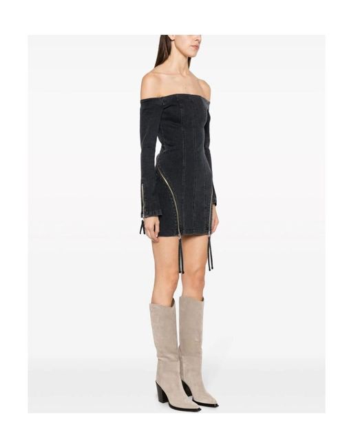 Blumarine Blue Long-Sleeved Zipper Dress