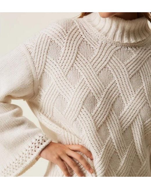 Twinset White Turtleneck Pullover