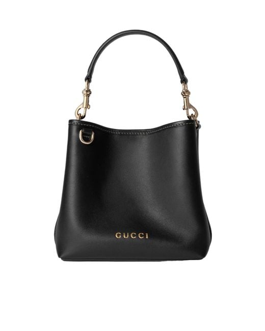 ショルダーバッグ・ポシェット GUCCI GG Emblem leather bucket bag GG Emblem nano bucket bag in black GG leather | GUCCI® US