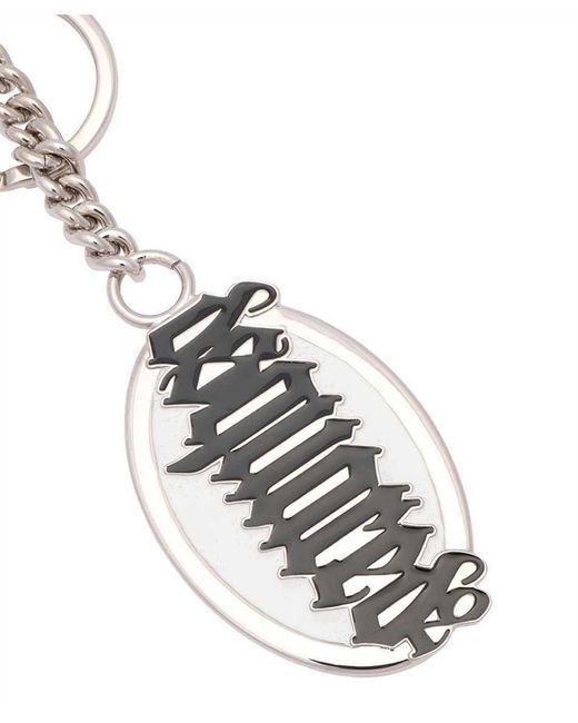 DSquared² White Gothic Logo-Plaque Key Chain for men