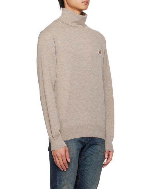Maison Kitsuné Gray Roll-Neck Fine-Knit Jumper for men