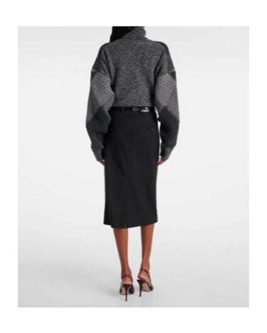 Stella McCartney Black Croco Pencil Skirt