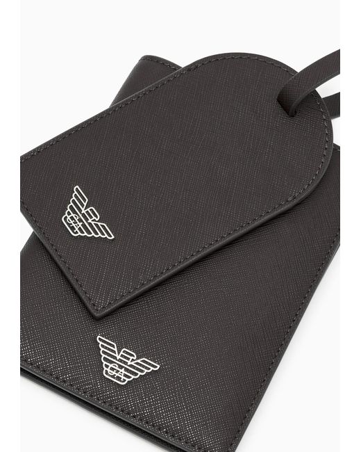 Emporio Armani Black Logo-Plaque Passport Holder (Set Of Two) for men
